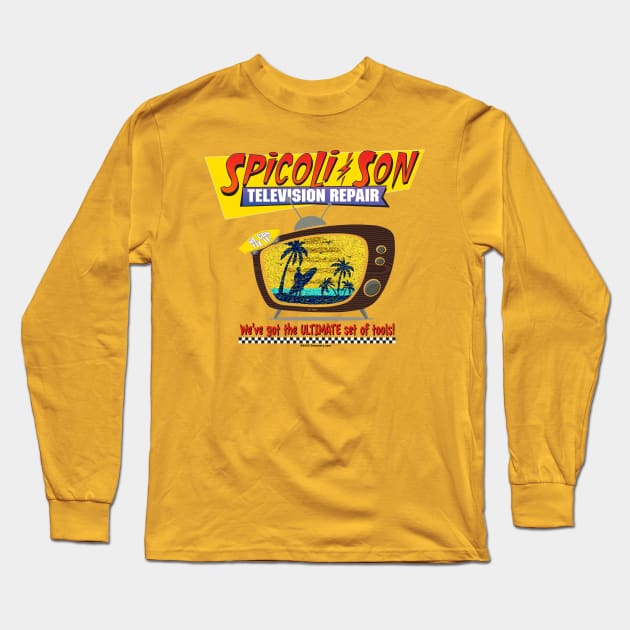 Spicoli & Son TV Repair Long Sleeve T-Shirt by Drew Blood Designs